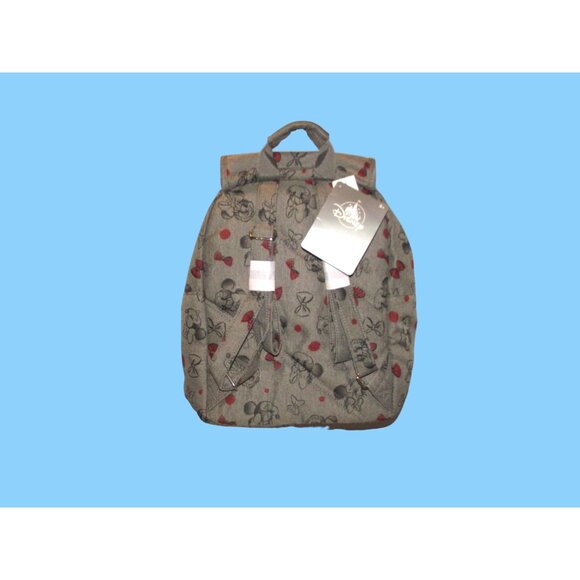 Disney Minnie Mouse Canvas Backpack 12" - Gray With Red Bows & Ears - Picture 2 of 2